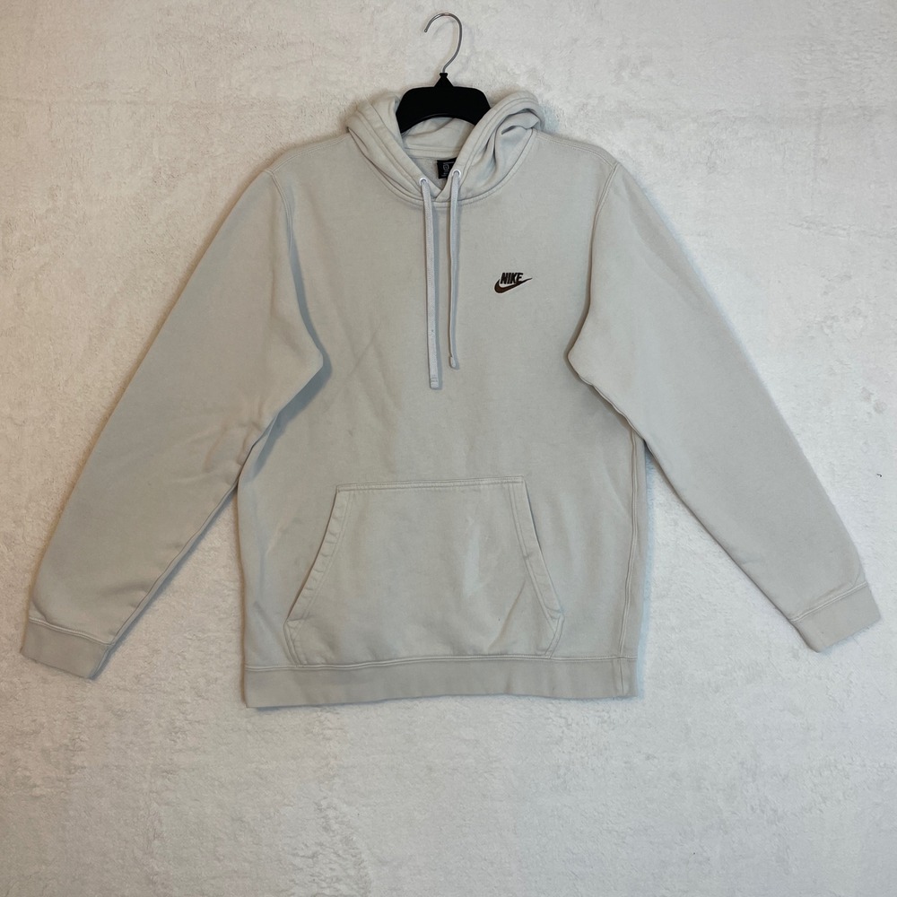 Nike Beige Hoodie Pullover Long Sleeve Sweatshirt Embroidered‎ Logo Size L